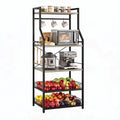 5 Tier Kitchen Bakers Rack with Microwave Stand Coffee Bar Station Freestanding Storage Shelf with Wire Baskets Hooks Industrial Style Organizer for Kitchen Apartment Pantry