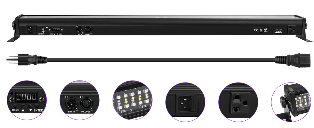 Yiflamefly 1/2Pcs 80W Wall Washer Light Bar 336LEDs SMD RGBW Stage Lights 7000lm Outdoor Lighting For Party Yard Garden Building