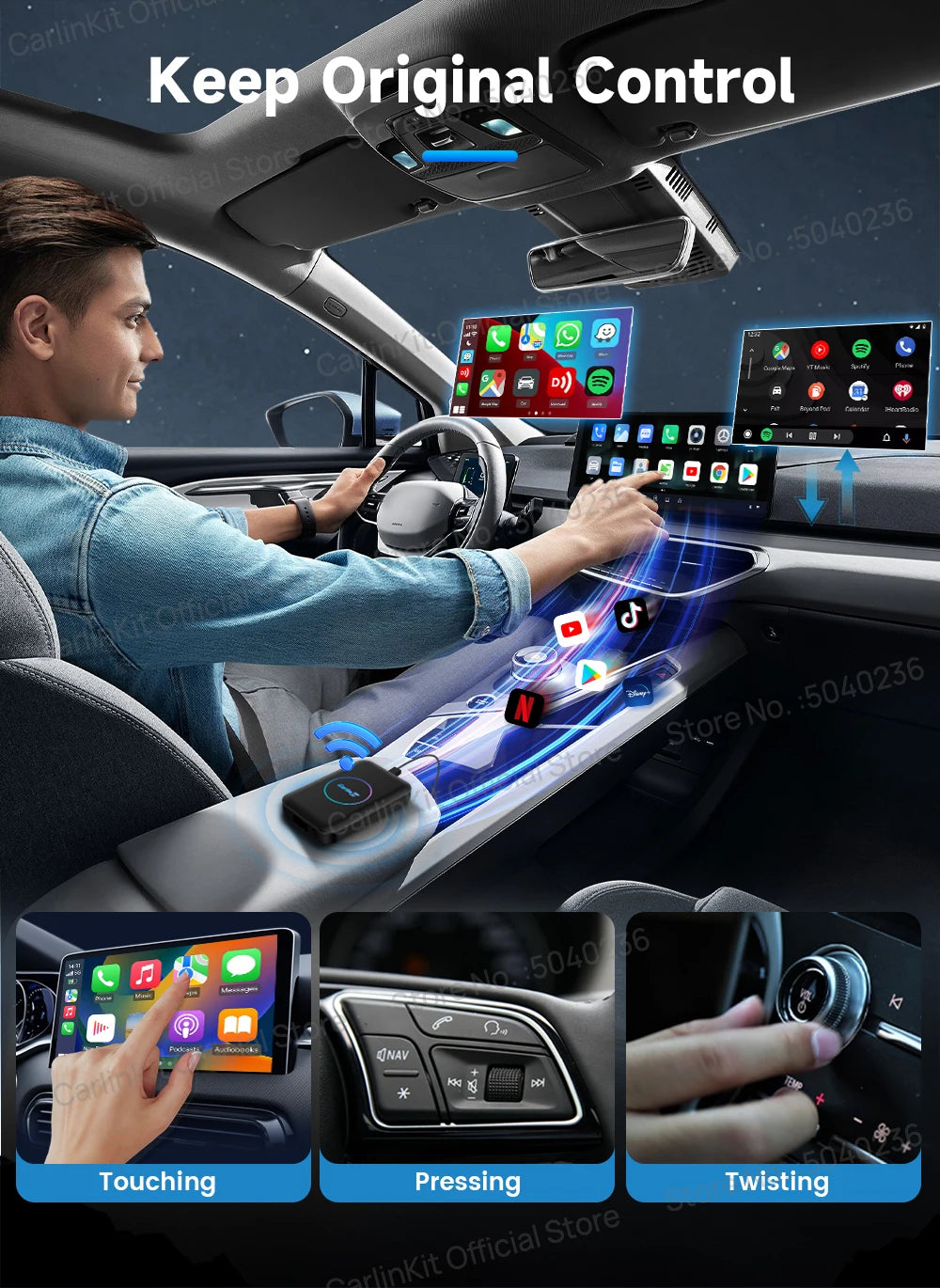 2026 CarlinKit Android TV Box LITE CarPlay Android Auto Wireless USB Adatper Support Netfilx Youtube Spotify For Car Multimedia