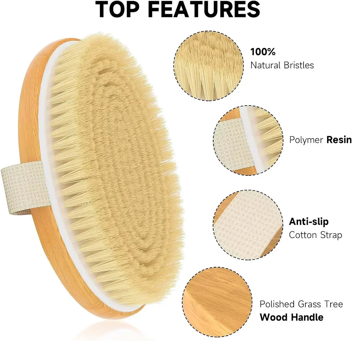 Natural Bristle Dry Body Brush