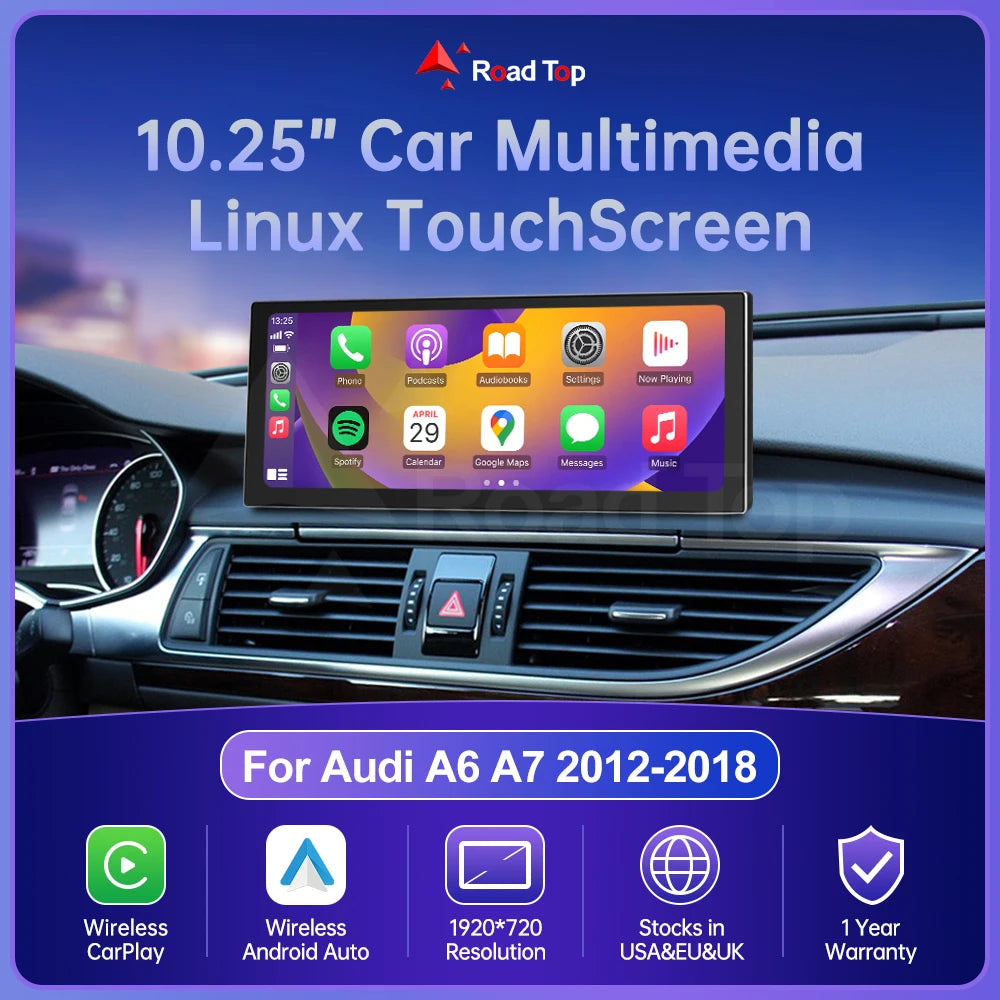 Road Top 12.3" Wireless CarPlay & Android Auto Car Screen