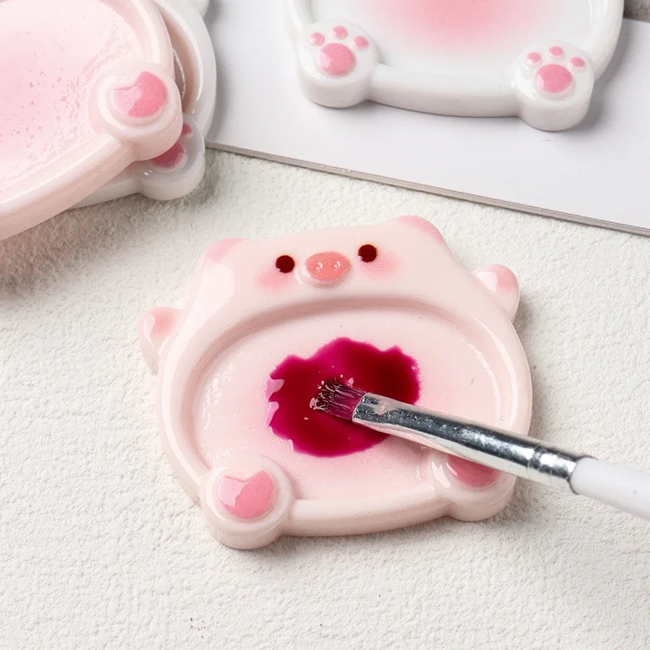 Cartoon Pig Nail Art Color Mixing Palette, 2-Pack