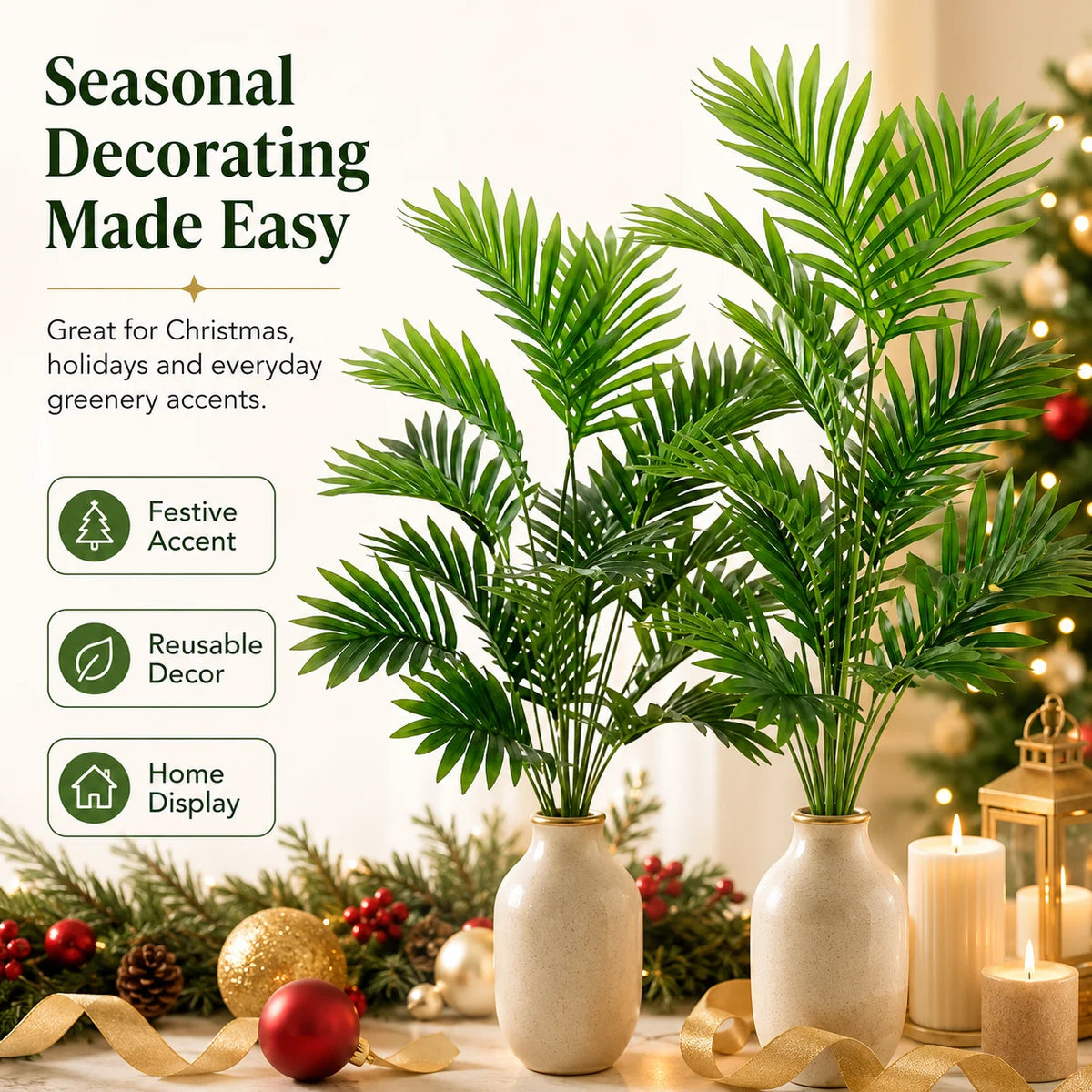 Artificial Palm Fronds, UV-Resistant Faux Tropical Leaves
