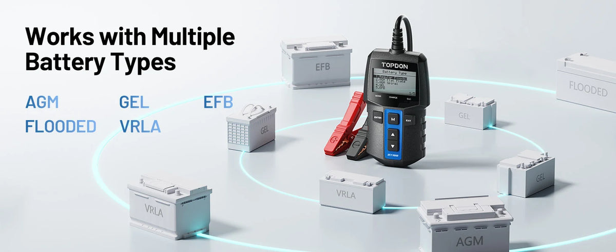 TOPDON BT100 12V Digital Battery Analyzer, Automotive Load Tester, Cranking & Charging System Test, Fast & Accurate for Car, Boat, ATV, Yacht
