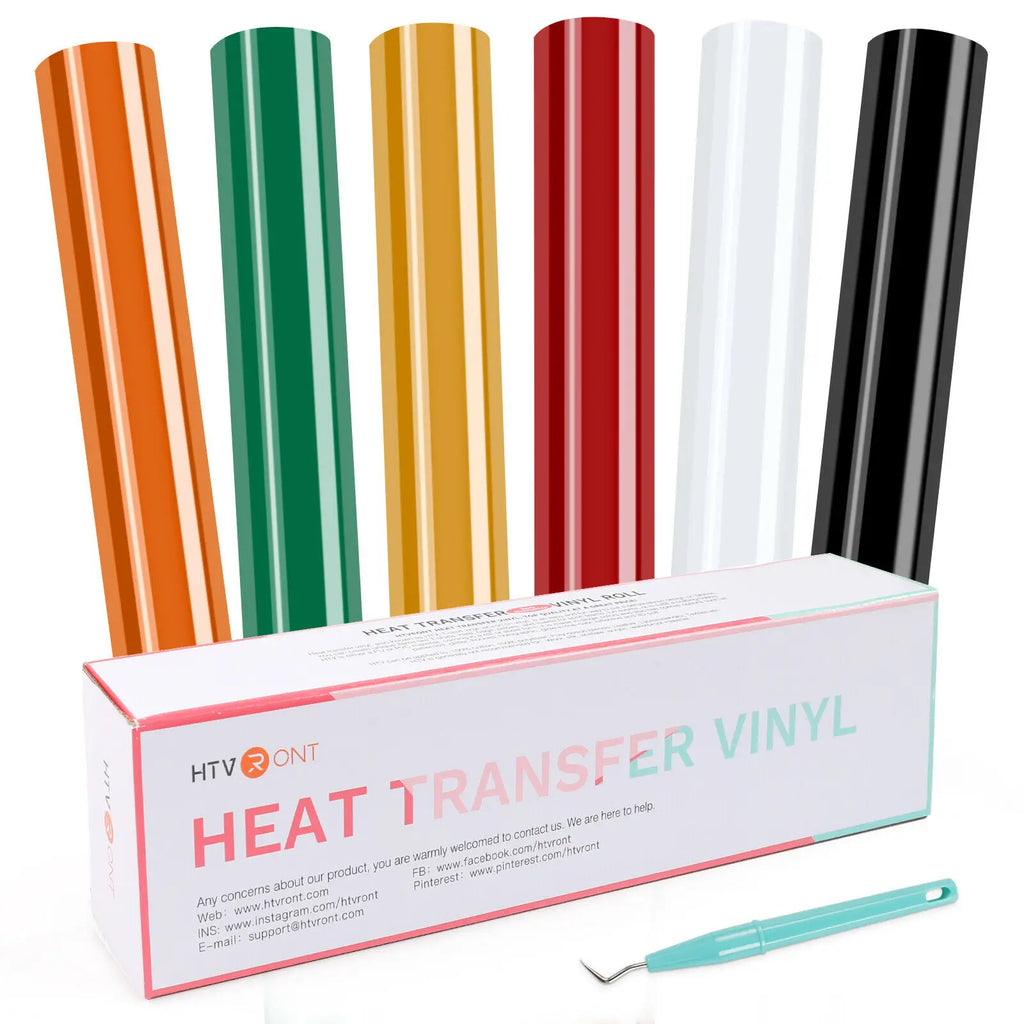 HTVRONT 12/6 Pack 12inX5ft Multi Colors Heat Transfer Vinyl Roll for Cricut T-shirt Printing DIY Iron on HTV Film Christmas Gift