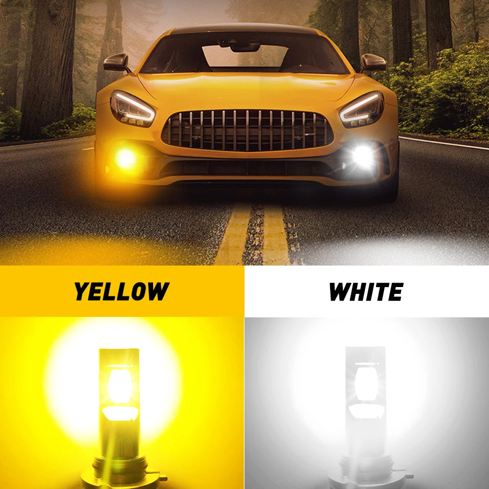 AUXITO 2Pcs Dual Color H8 H11 H9 H16(JP) LED Bulb Fog Lights Switch Switchback White Yellow Auto DRL Driving Lamp 12V Super Bright Car LED Fog Lamp