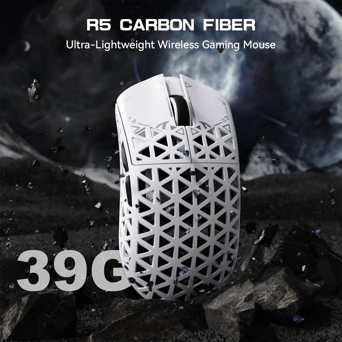R5 Ultra Carbon Fiber Wireless Gaming Mouse,39g SUPERLIGHT, 8K Polling Rate, PAW3950MAX Sensor (42000 DPI)