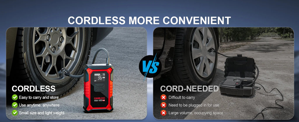 A3 Jump Starter with Air Compressor, 3000A Portable Car Battery Booster (9.0 Gas/6.5L Diesel) with 150PSI Auto-Shutoff Ti