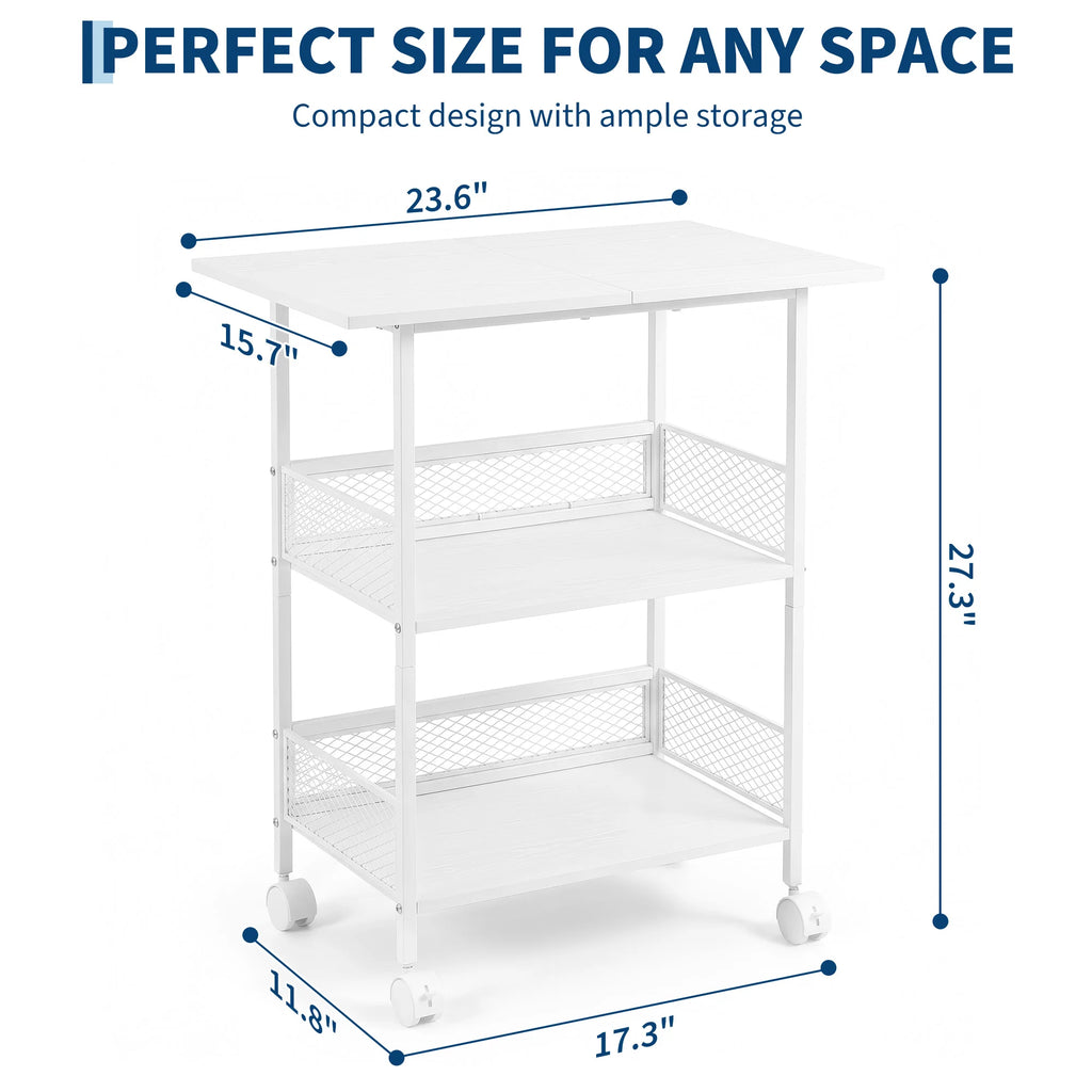 3-Tier Printer Stand with Storage Shelves, Mobile Heavy Duty Rolling Rack on Wheels for Large Printers, Black Industrial MDF and Iron, Home Office