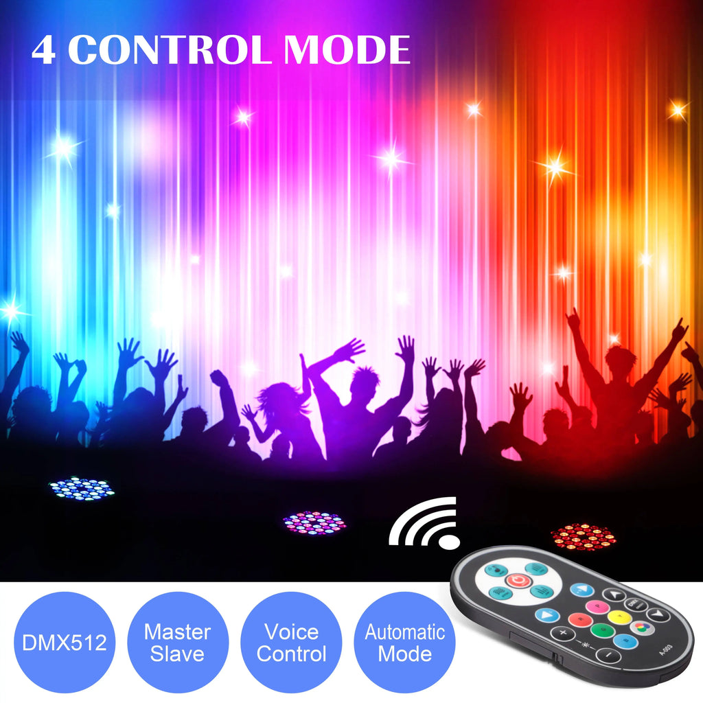 2-Pack RGB LED Par Lights 36 LED, DMX Flat Stage Lights for DJ and Parties