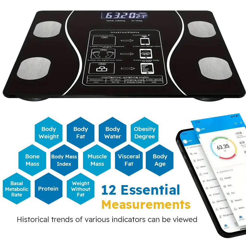 Smart Body Fat Scale with Bluetooth App