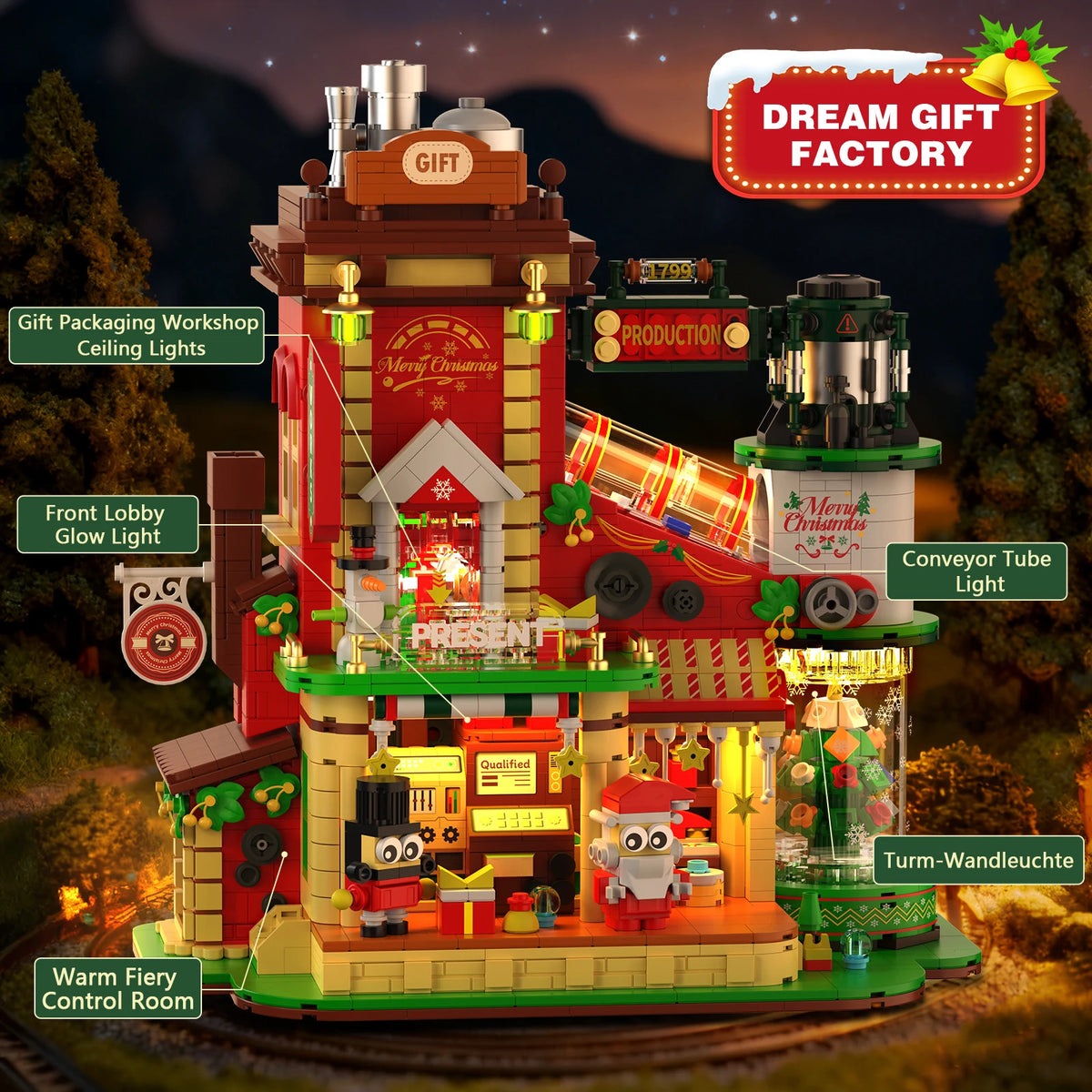 KAVOWORLD Christmas Present Factory House Building Blocks Set 2782PCS DIY Assembly Bricks Toy for Christmas Gift Home Decoration