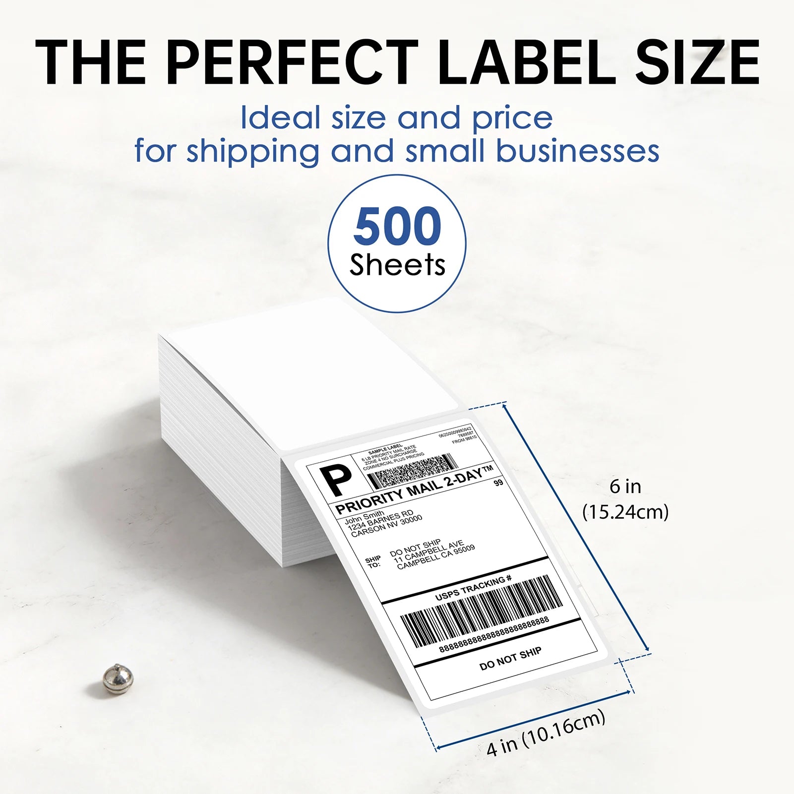 500 Sheets Thermal Printer Paper 4x6 inch A6 100*150mm Size Sticker Paper for Thermal Shipping Label Barcode Address LOGO