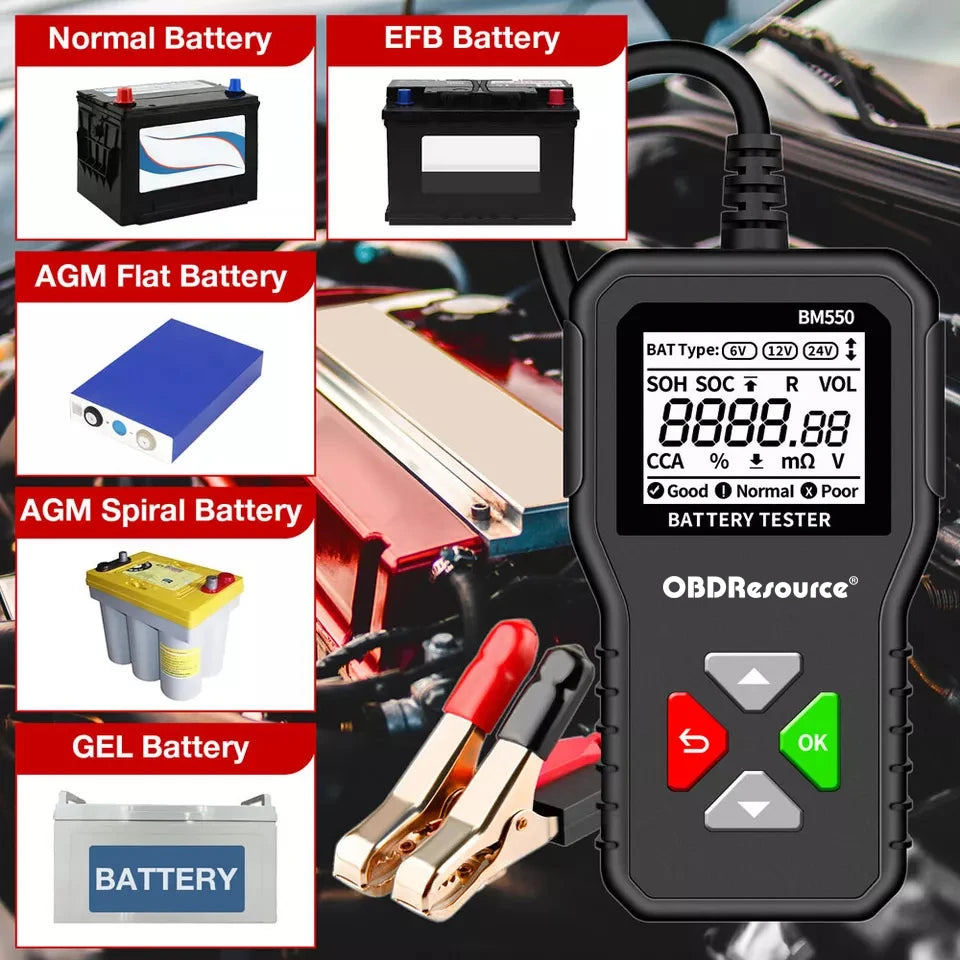 Digital Car Battery Tester, 100–2000 CCA