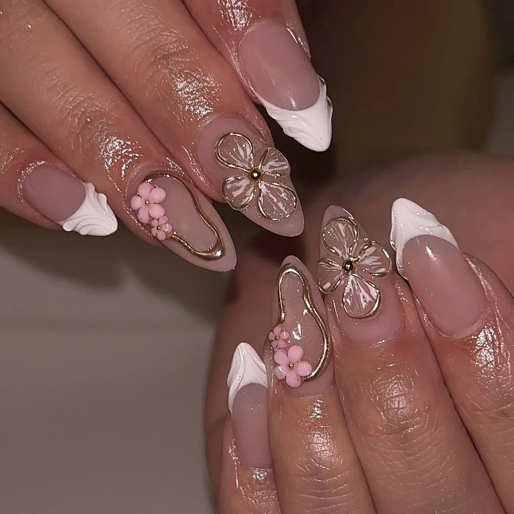 Almond Pearl Press-On Nail Kit, 24 Pieces