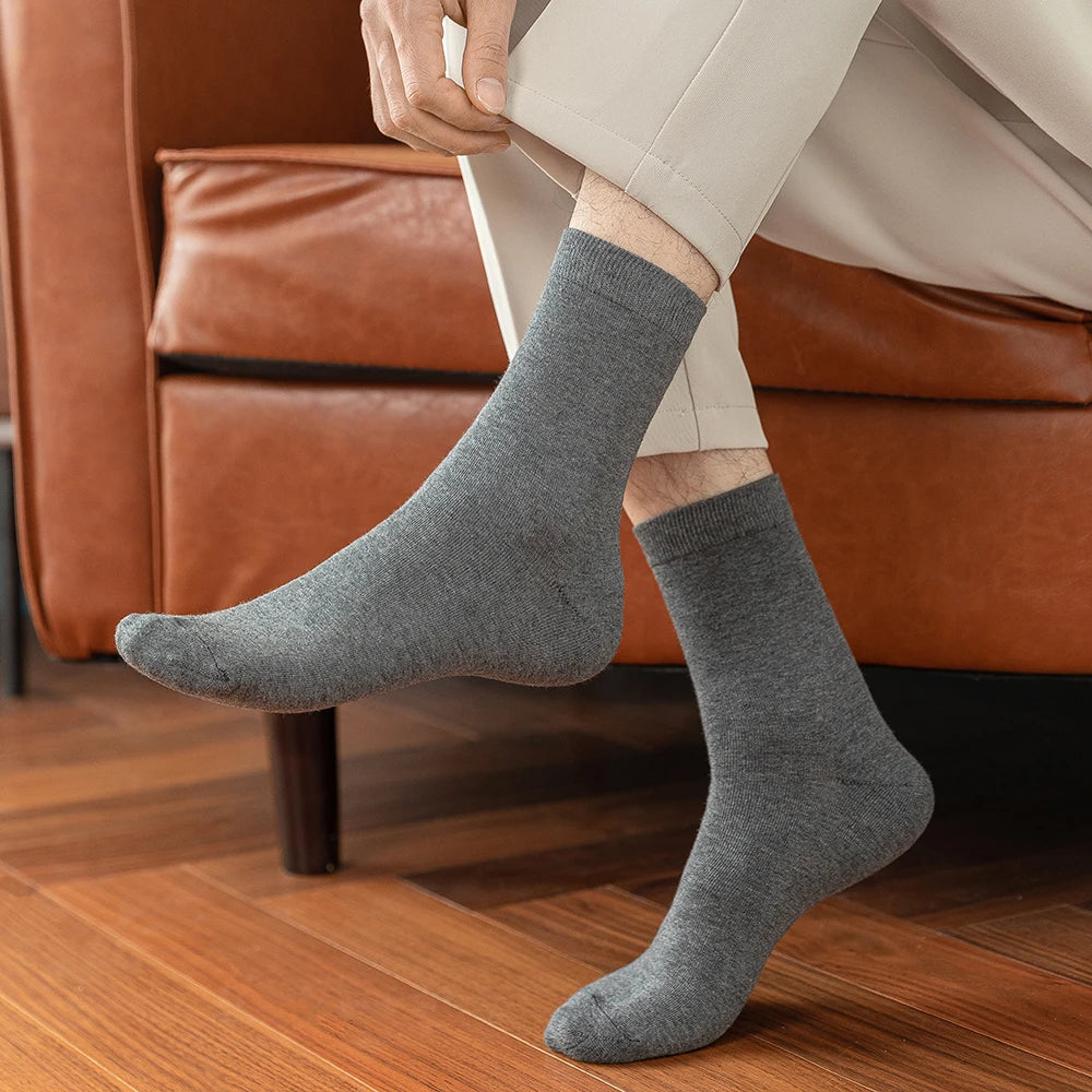 10-Pack Men's Cotton Dress Socks, Soft Breathable Business Crew Socks, US Size 6-10