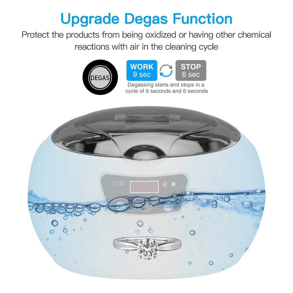 AIPOI 600ml Ultrasonic Cleaner Wave Cleaning Jewellery Polishing Machine For Watches Home Appliances