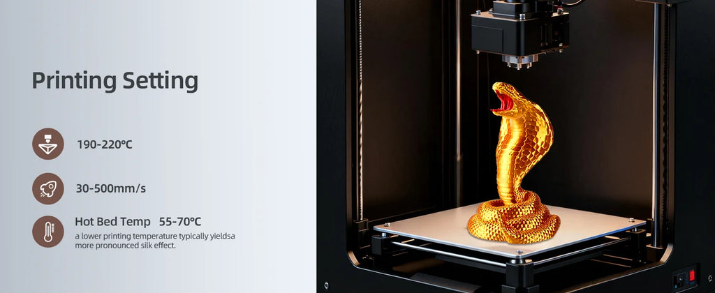 ERYONE 1KG Silk PLA 3D Printer Filament 1.75mm, Premium Silk Shiny Finish Single Color, Glossy Smooth Surface 1kg Spool