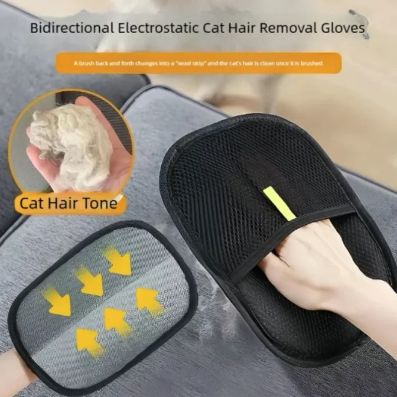 Pet Grooming Gloves for Cats and Dogs, Hair Remover Brush and Home Hair Cleaning Tool