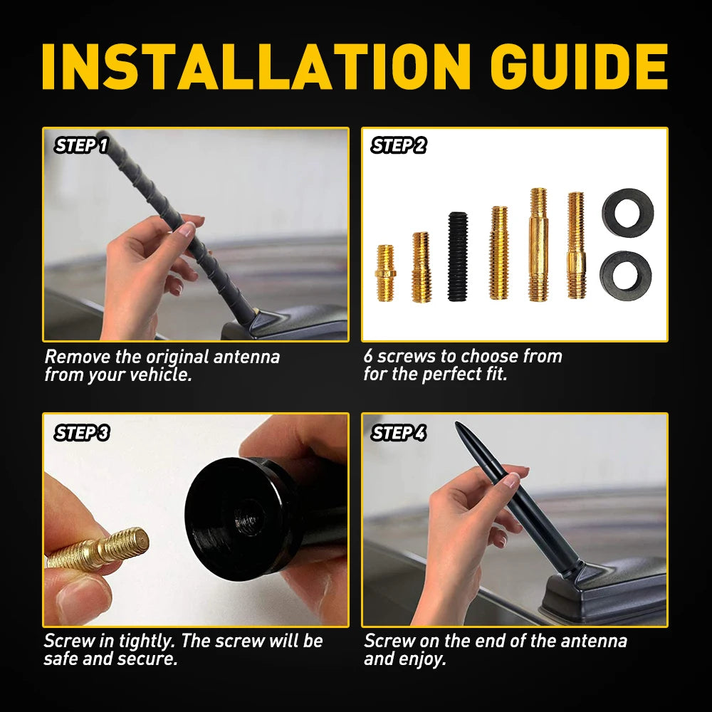 14cm Car Roof Antenna Bullet Radio Whip Aerial Antenna Pole AM/FM Radio Car Pole Universal with Screws Car Antenna Mini Short
