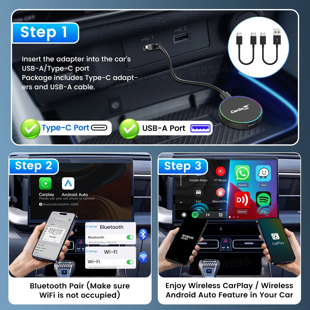 2026 CarlinKit HD2CP Pro CarPlay to HDMI Wireless Adapter CarPlay Android Auto 2K HDMI Input Support Tv Stick Laptop Tv Box 5.0