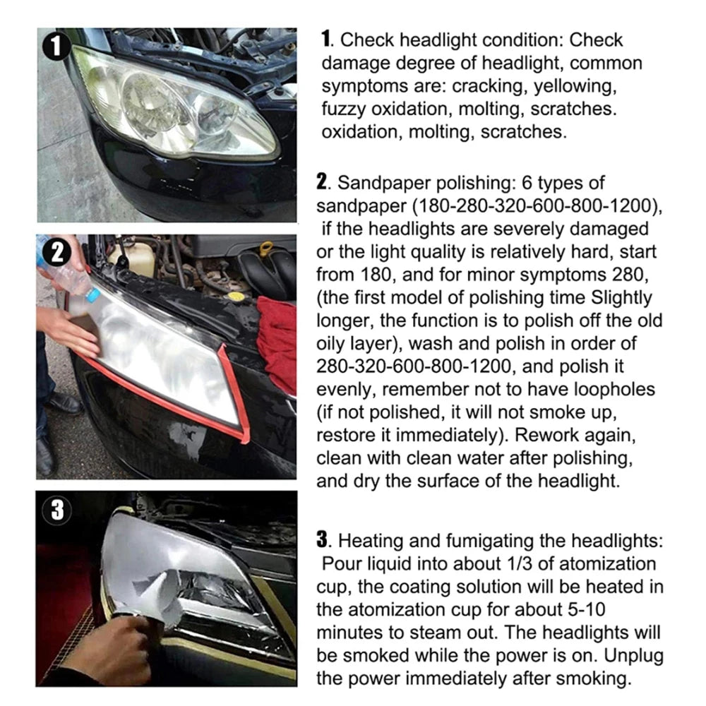 Car Headlight Restoration Polish Kit, 300ml