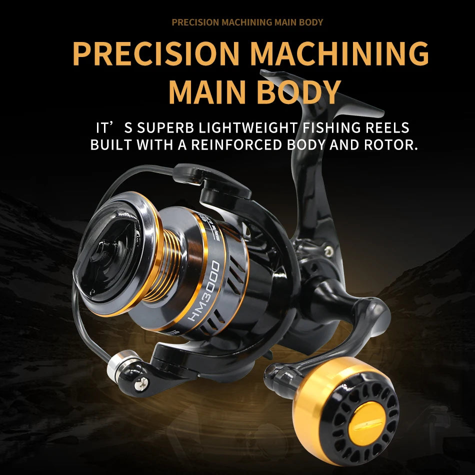 HM NEW Fishing Reel Spinning Reel Metal Reel Cup 10KG Max Drag Power Spinning Wheel High Speed Adapt to Any Water Body