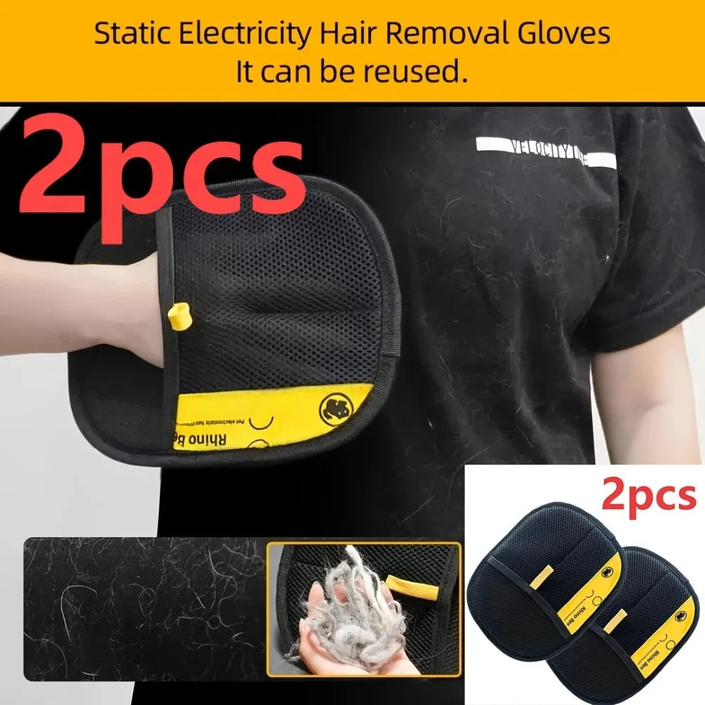 2‑Pack Pet Hair Removal Grooming Gloves, Double‑Sided Gentle Shedding Brush Gloves for Cats & Dogs, Pet Fur Remover Massage Grooming Tool