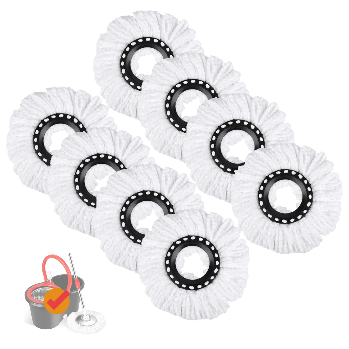 Microfiber Replacement Spin Mop Heads, 4 or 8 Pack