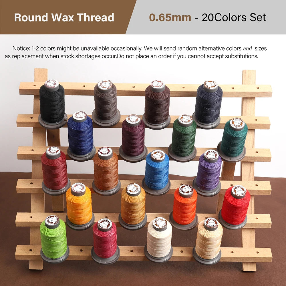 WUTA 1 Set 20 Pcs Leather Craft Thread Round Waxed Thread Polyester Hand Sewing Line High Quality DIY Leather Tools Work Cord