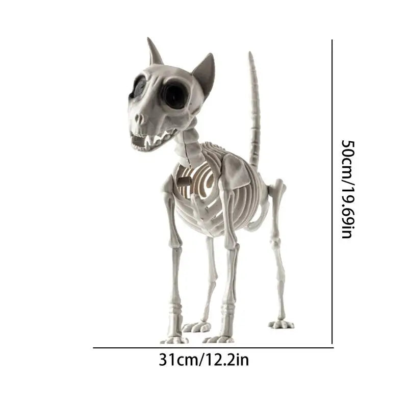 Halloween Skeleton Hound Statue, Spooky Animal Skeleton Decor