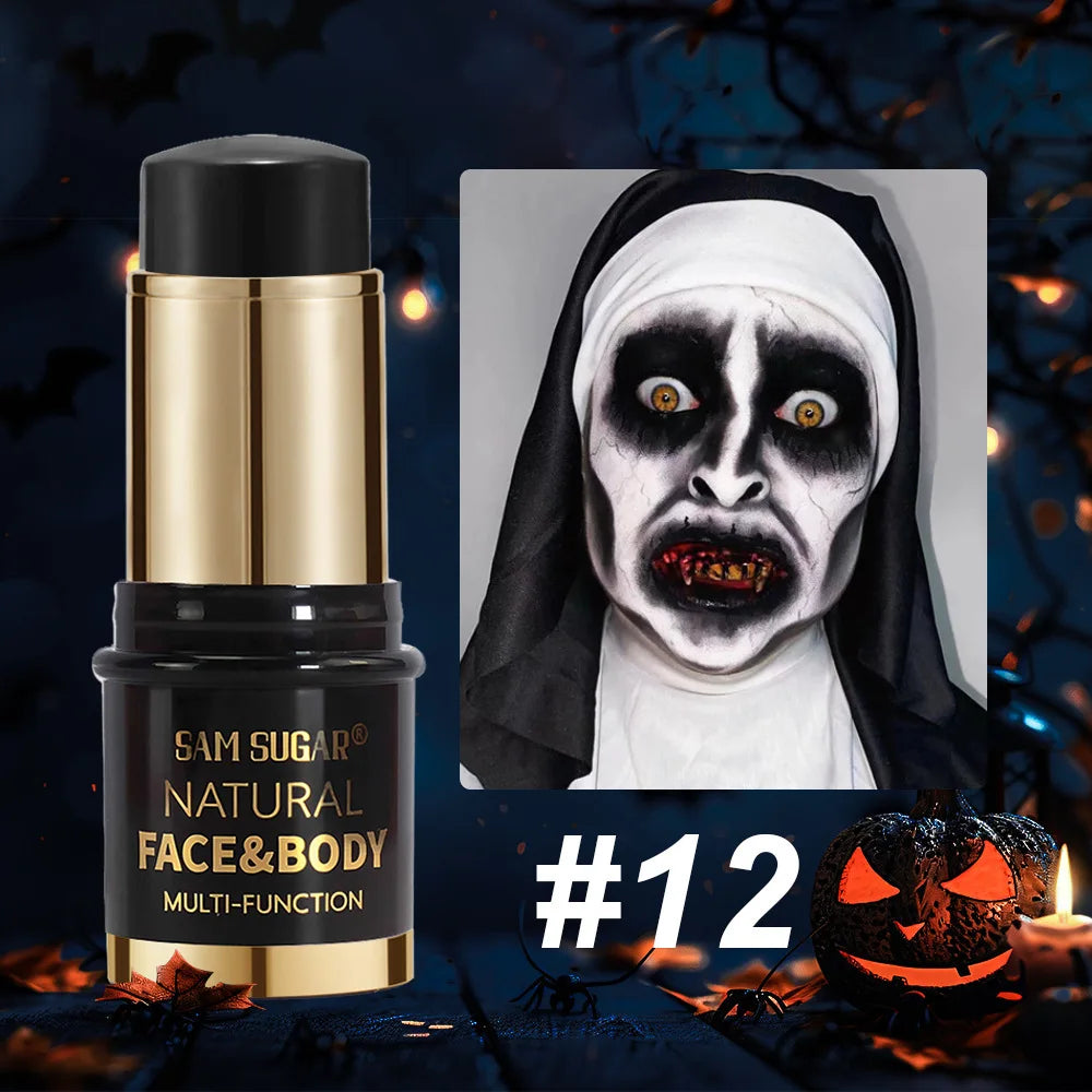 12 Colors Black White Halloween Makeup Waterproof Face Body Paint Stick Neon Colorful Blue Green Yellow Face Paint Cosmetics