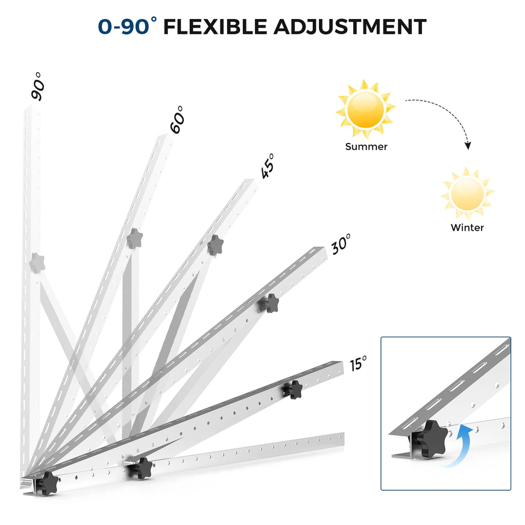 47/45 Inch Upgraded Adjustable Solar Panel Tilt Mount Bracket Foldable Tilt Legs Stand Supports 100‑500W Solar Panels 1/2/4 Pack for Roof RV Boat
