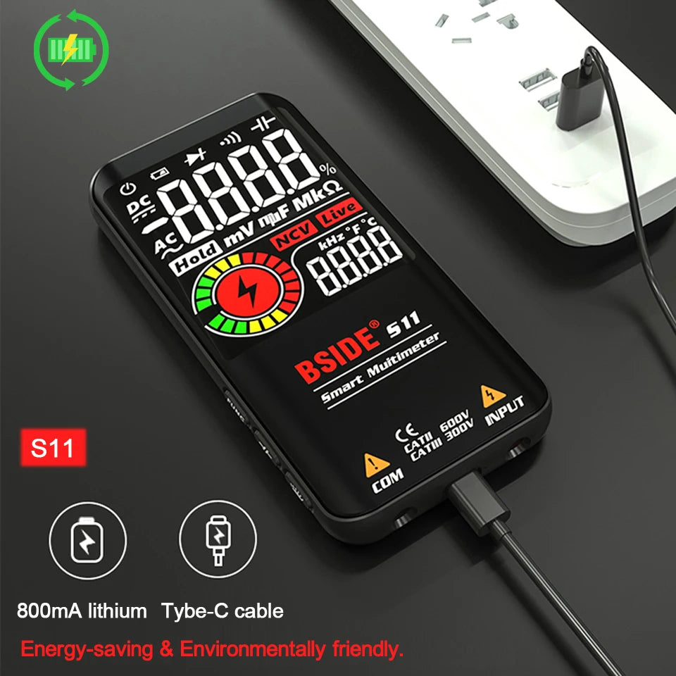 Smart Digital Multimeter S10 S11 Profesional 9999 Multitester DC AC Volt Capacitor Ohm Diode USB Recharge Electric Tester