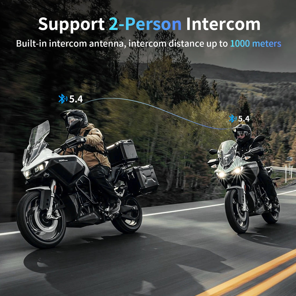 2pcs FX-S Motorcycle Intercom Bluetooth Helmet Headset Wireless Moto Interphone,1000M,BT5.4,Support APP