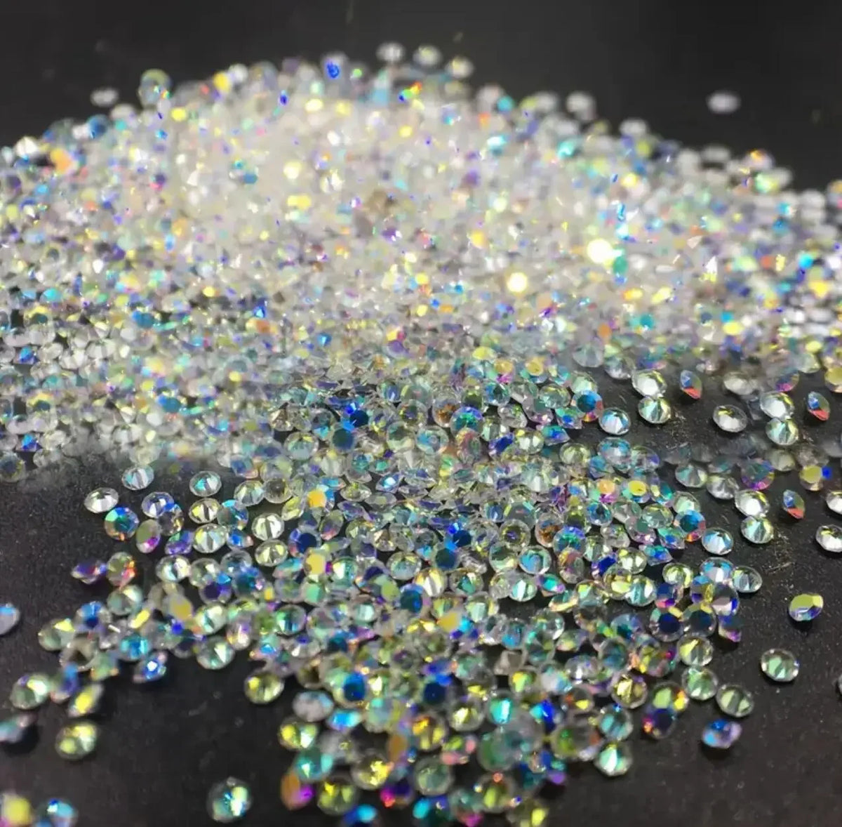 1Bag Aprox.1400Pcs Mini Nail Rhinestones Micro 1.2mm Nail Sand Pixie Crystals Iridescent AB Bling Tiny Sugar Beads Nail Charms