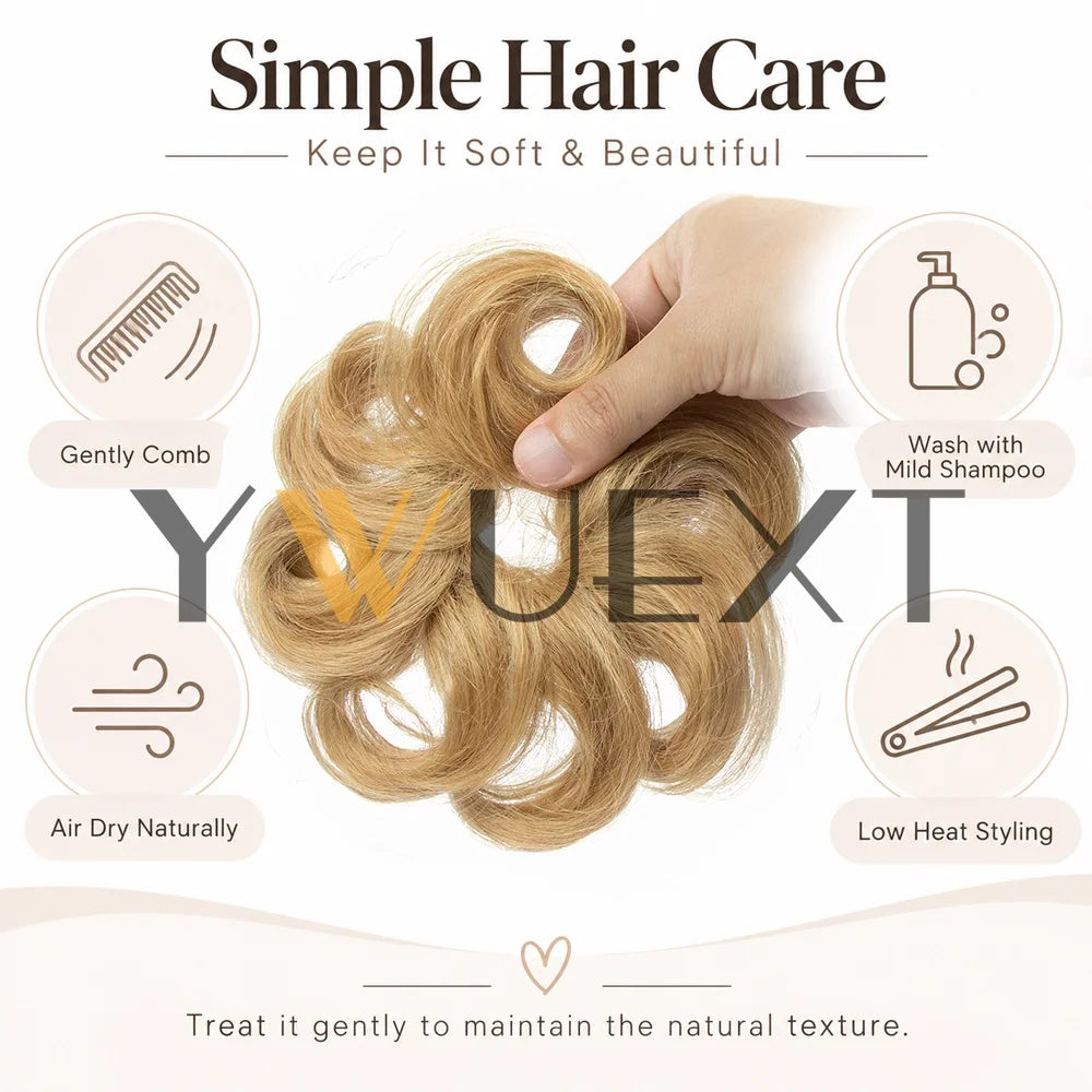 Curly Human Hair Bun Chignon