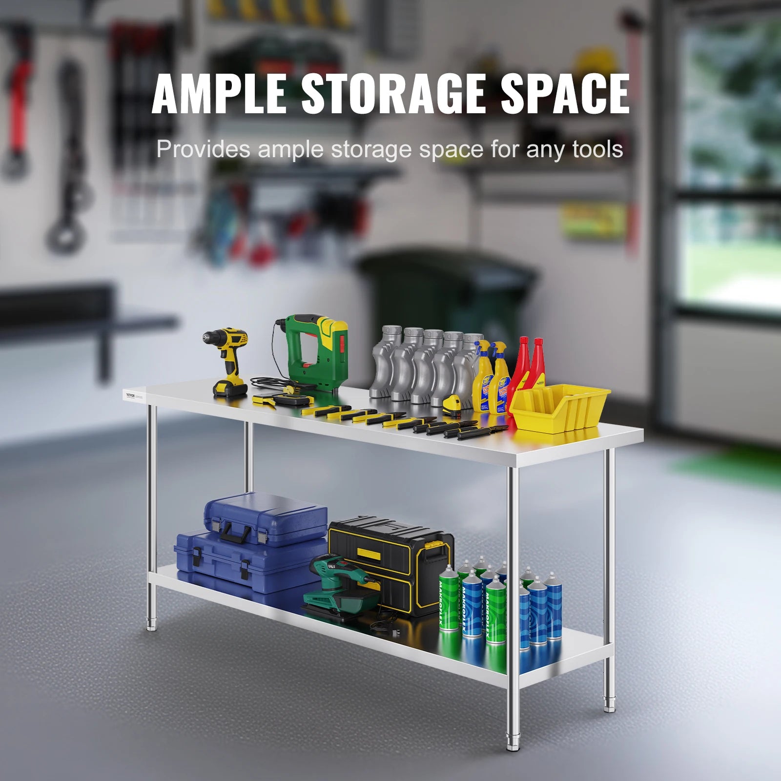 SucceBuy 4 Size Stainless Steel Prep Table Heavy Duty Metal Worktable Commercial Work Table for Restaurant and Home
