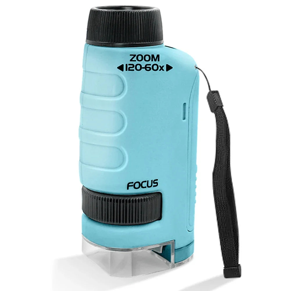 Mini Microscope Kit with LED Light Learning Science Microscope Battery Powered Portable Mini Microscope Outdoor Children Toy
