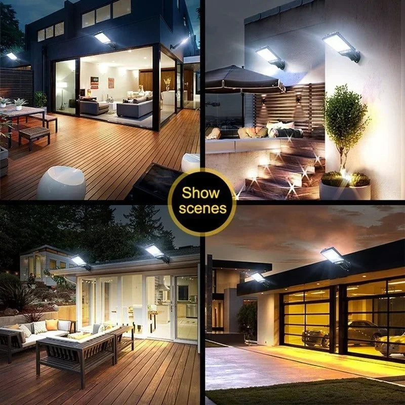 Solar Outdoor LED Wall Lamp with Motion Sensor and Remote, 3 Light Modes for Garden and Garage