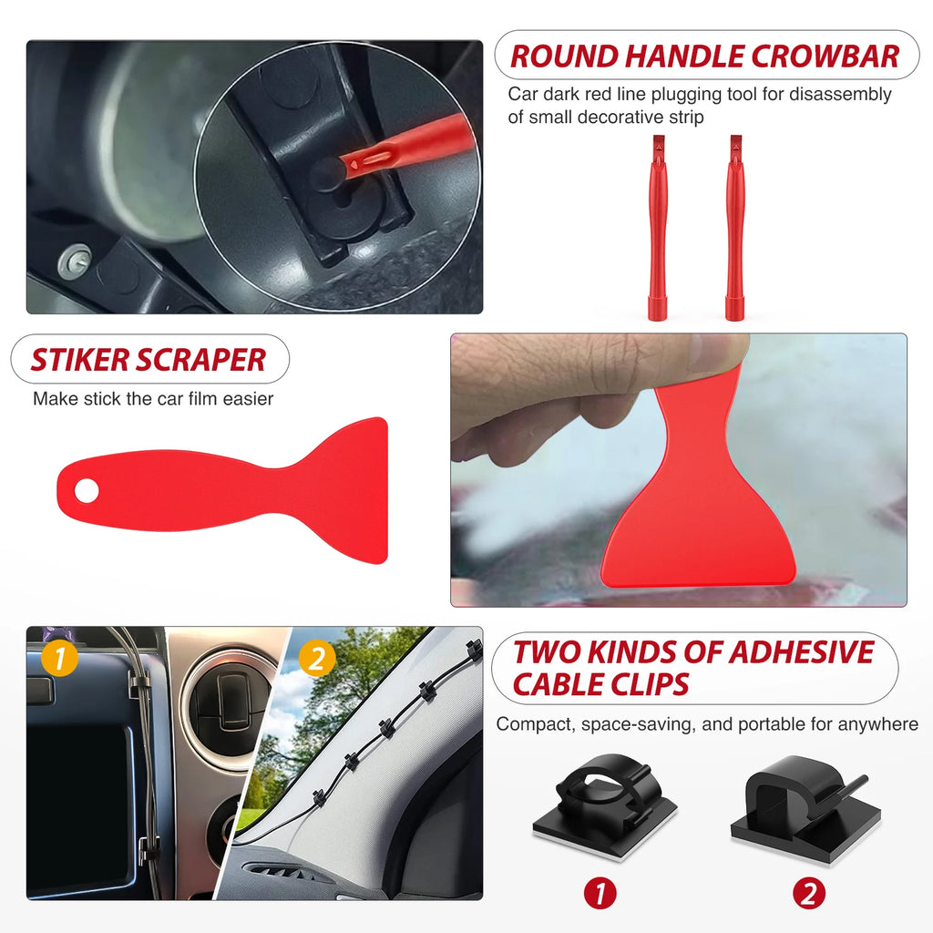 200Pcs Trim Removal Tool, Auto Push Pin Bumper Retainer Clip Set Fastener Terminal Remover Adhesive Cable Clips Round Handle Crowbar Kit Car Panel