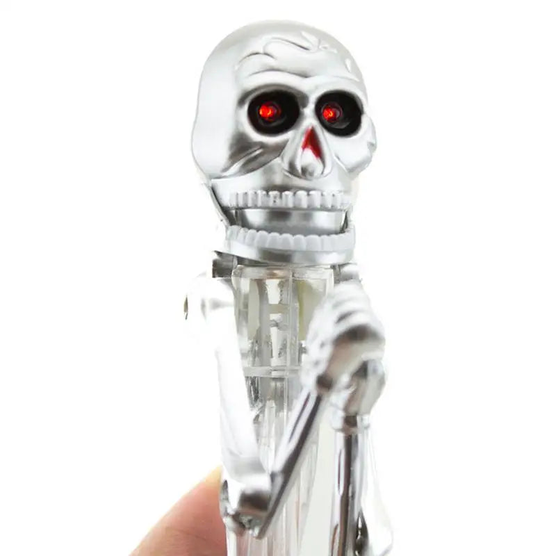 Halloween Skeleton Head Boxing Pen Children Creative Ball Point Pen With Light Toy Halloween Stationery Supplies