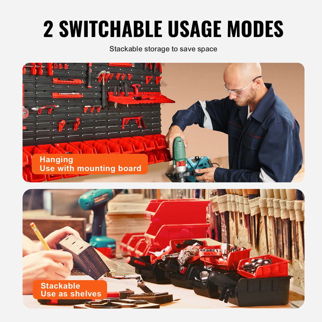SucceBuy Wall-Mounted Parts Storage Bin Rack