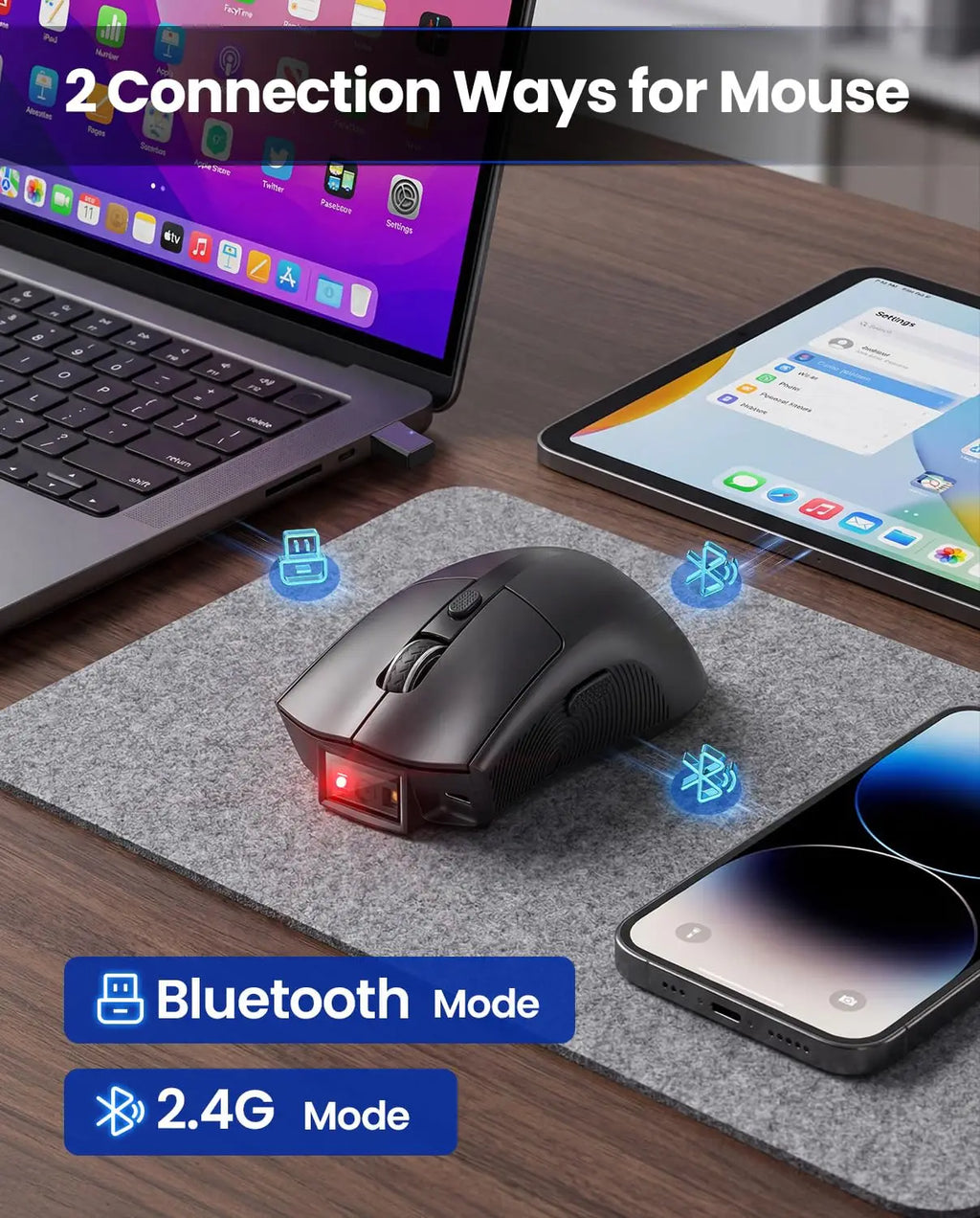 Eyoyo 2-in-1 Wireless Barcode Scanner and Mouse Combo, 1D and 2D Codes, Bluetooth QR Reader with 1200mAh Battery