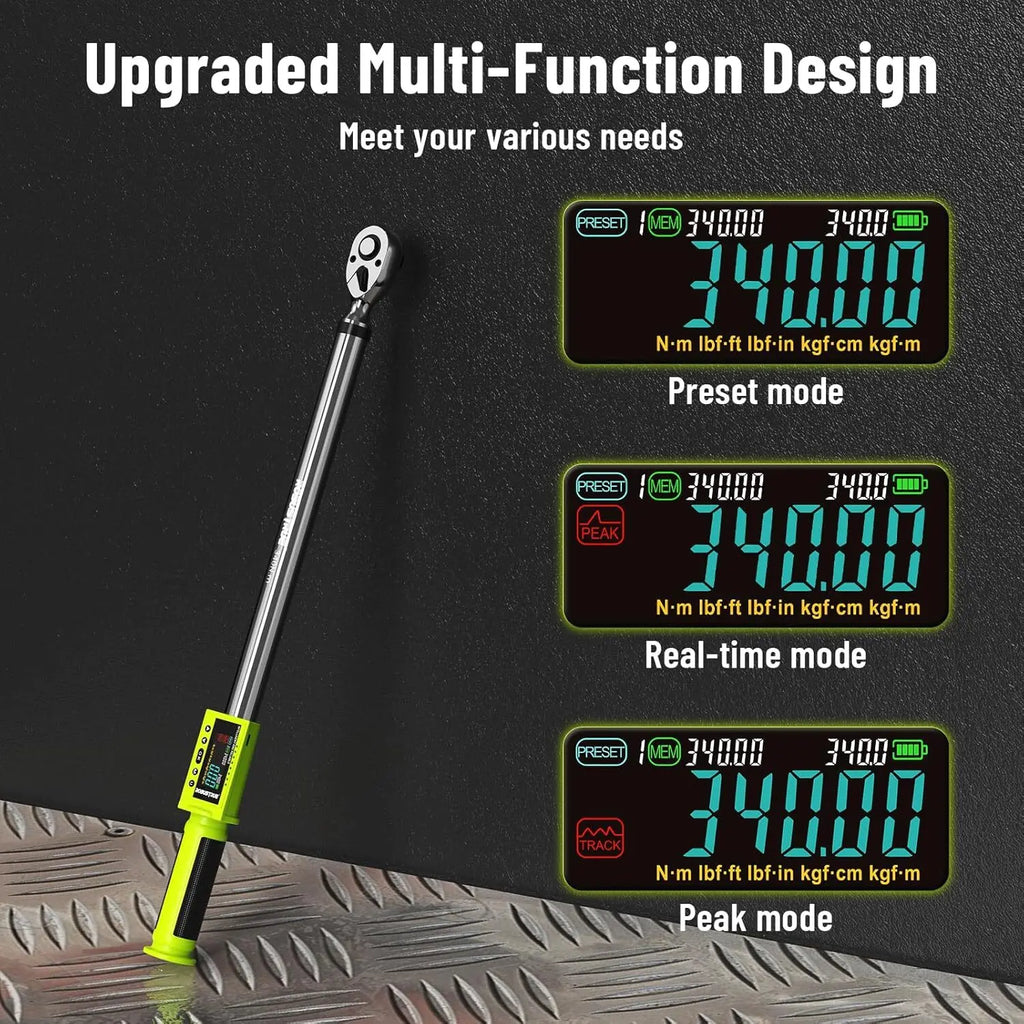 Robustrue TH340 1/2" Digital Torque Wrench Kit 300Nm ±2% 500 Data Memory & 10 Preset
