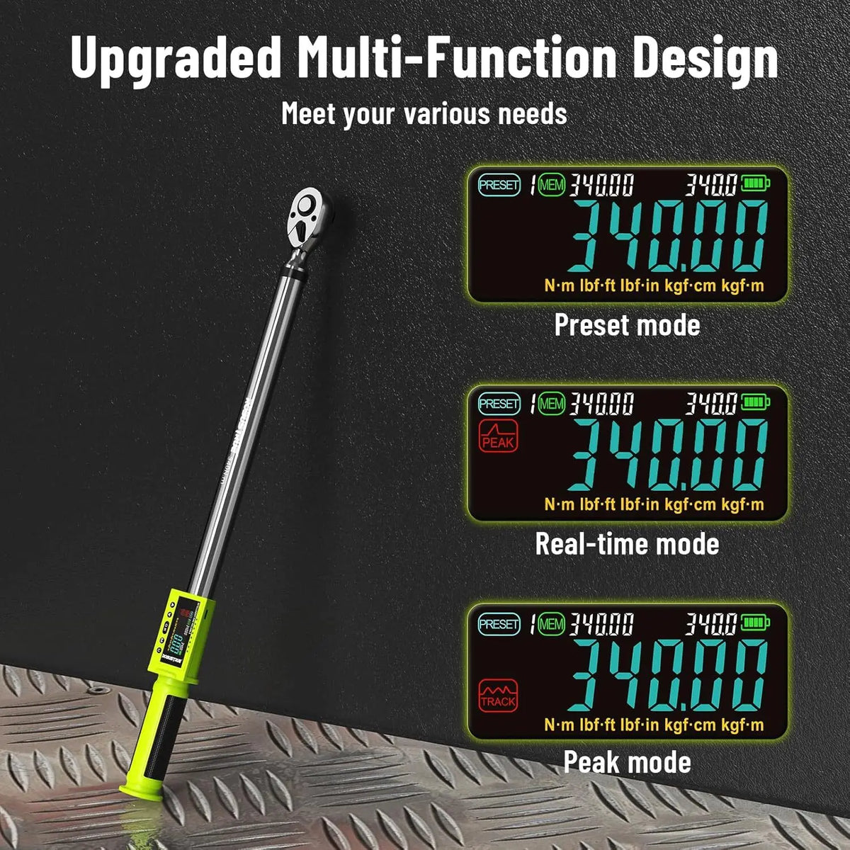 Robustrue TH340 1/2" Digital Torque Wrench Kit 300Nm ±2% 500 Data Memory & 10 Preset