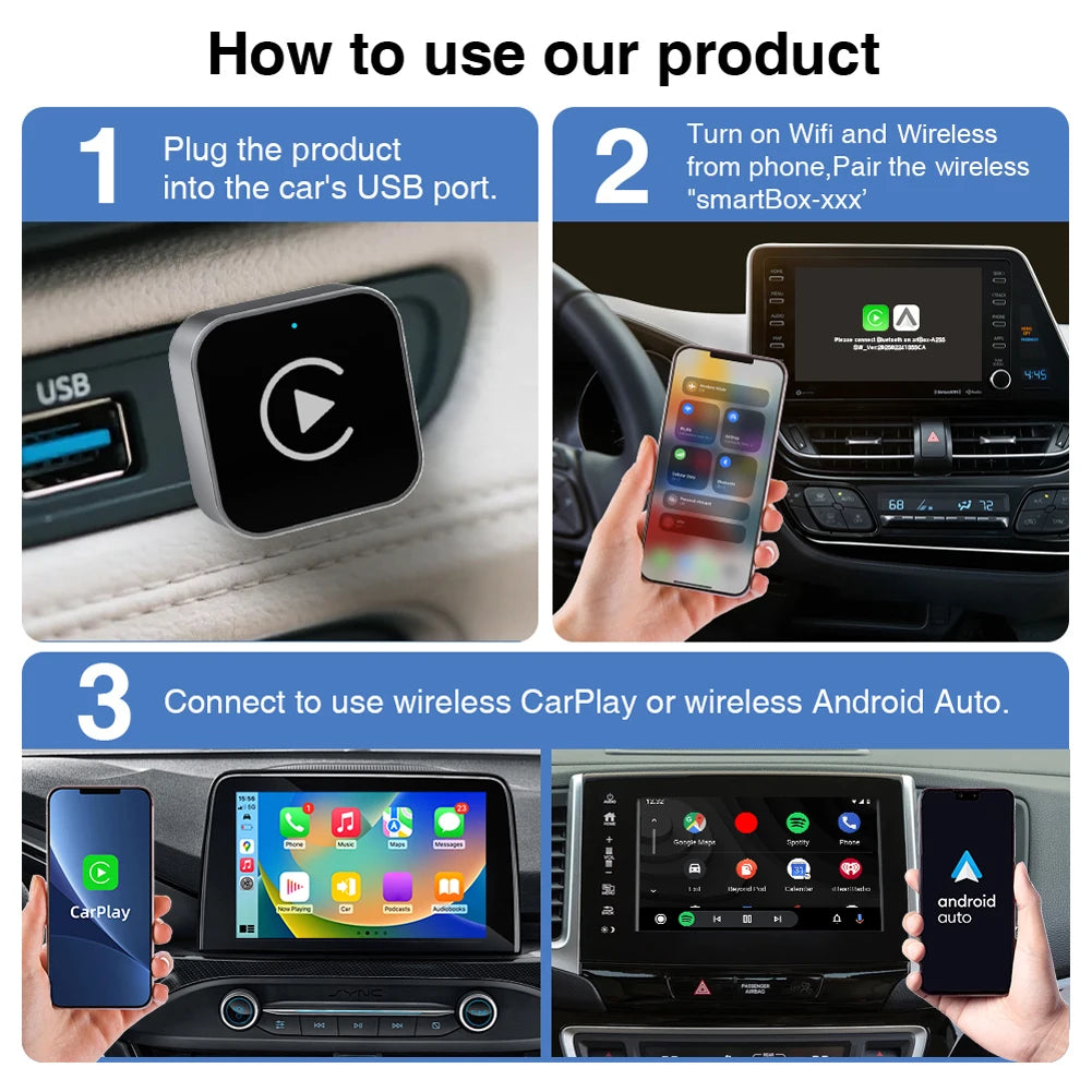2-in-1 Wireless CarPlay & Android Auto Adapter