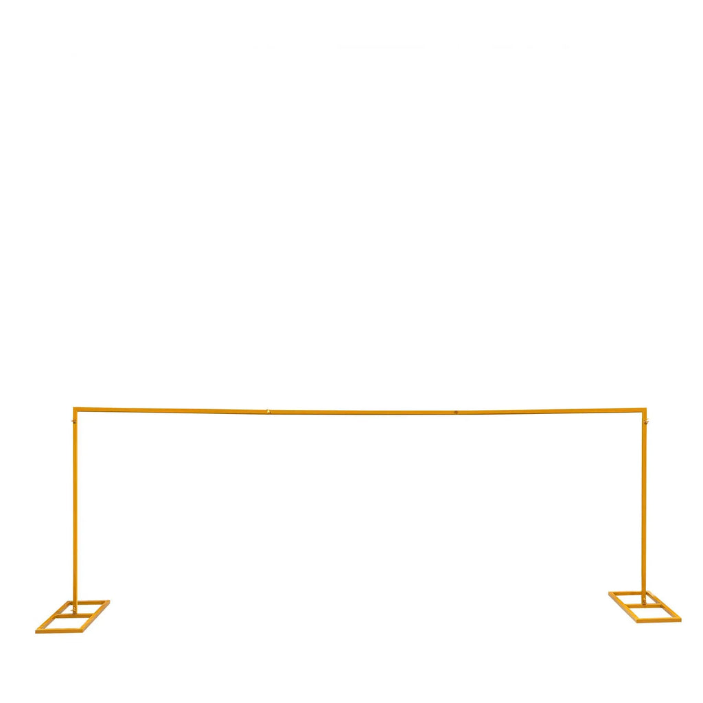 3m Adjustable Gold Square Wedding Arch Stand with Base, Heavy Duty Metal Backdrop Frame for Ceremony Party Decoration