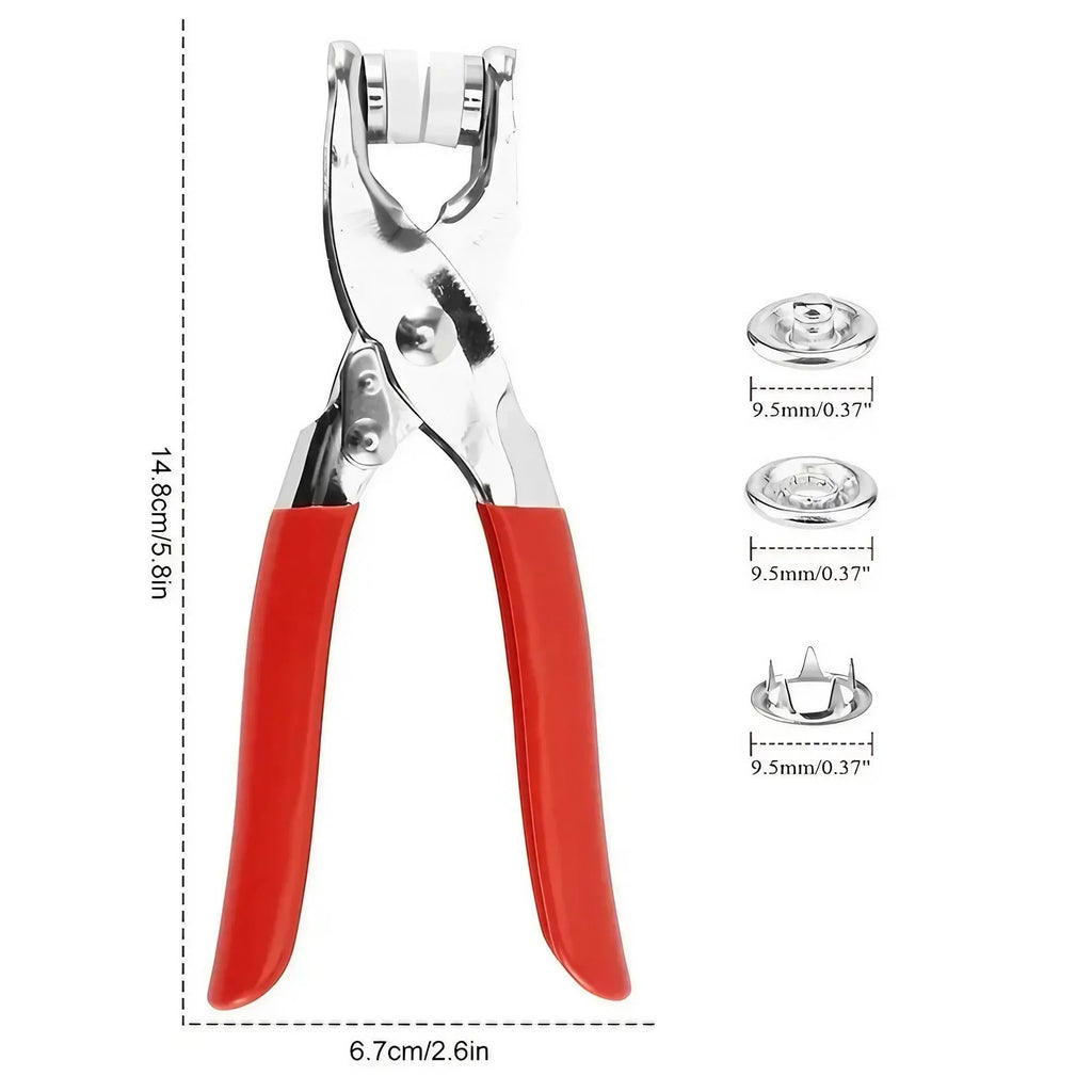 1Set 201Pcs Hand Pressed No Sew Five Claw Button Installation Tool Set Metal Snap Buttons Fasteners Pliers Kit for Baby Clothes Romper Sewing