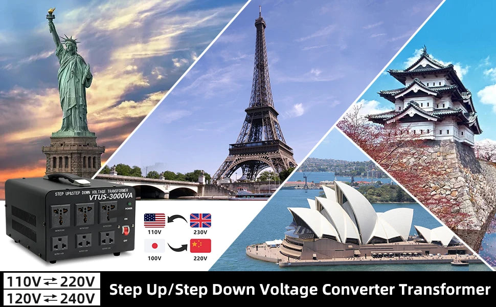 500W-5000W Voltage Converter Step Up & Down 110V to 220V UN/US Socket 50/60Hz Power Transformer For Home Appliance